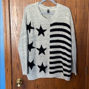 Gray American Flag Sweater